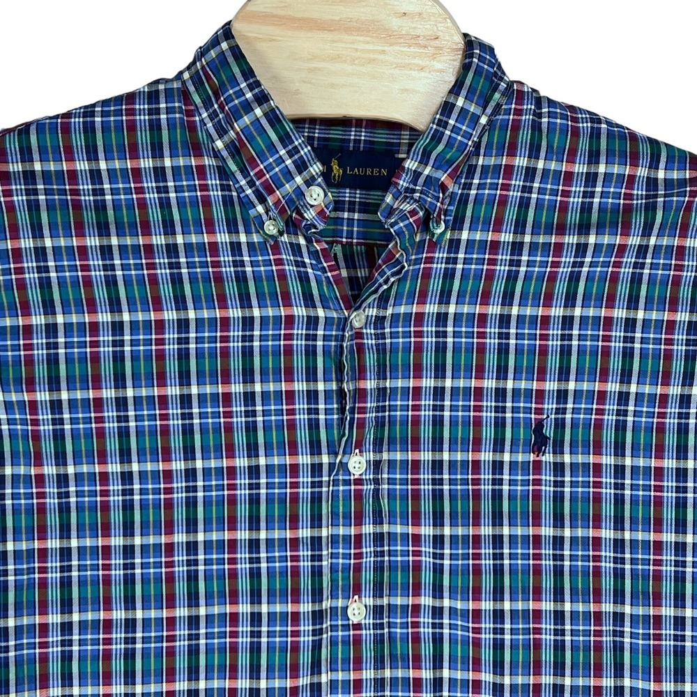 Ralph Lauren Men Large‎ Cotton Plaid Multicolor Long Sleeve Button Down Shirt